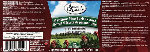 Omega Alpha Maritime Pine Bark Extract, Anti Hypertension, 60 Capsules