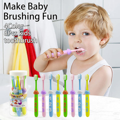 SNOWROSE 8 IPX7 2-12 Pcs Soft Bristles Kids Toothbrushes and Kids Electric Toothbrush U-Shaped Ultrasonic Waterproof