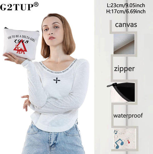 G2TUP Elephant 1913 Sorority Makeup Bag Oh To Be A Girl Cosmetic Pouch with Zippered Pocket for Women Girls (Oh To Be)