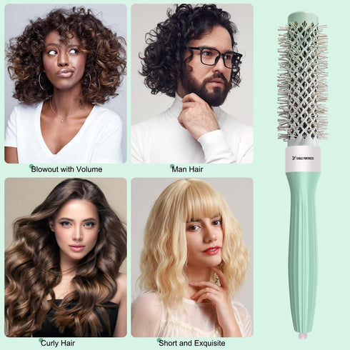 Professional Round Hair Brush for Blow Drying, Ceramic + Ionic Round Brush for Bangs, Blowout, Styling (0.98in)