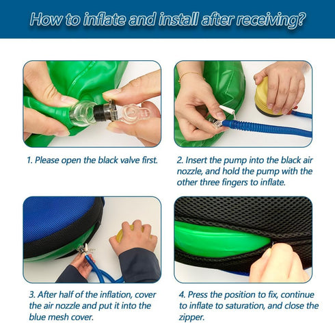 Inflatable Turning Pillow, U-Shaped Bedridden Positioning Device with Removable Polyester Cover, Nursing Aid