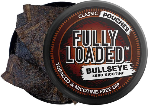 Fully Loaded Chew Tobacco and Nicotine Free Classic Bullseye Pouches - Chewing Alternative, 5 Cans