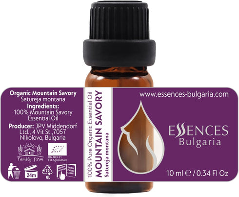 Essences Bulgaria Organic Mountain Savory Essential Oil 1/3 Fl Oz | 100% Pure and Natural