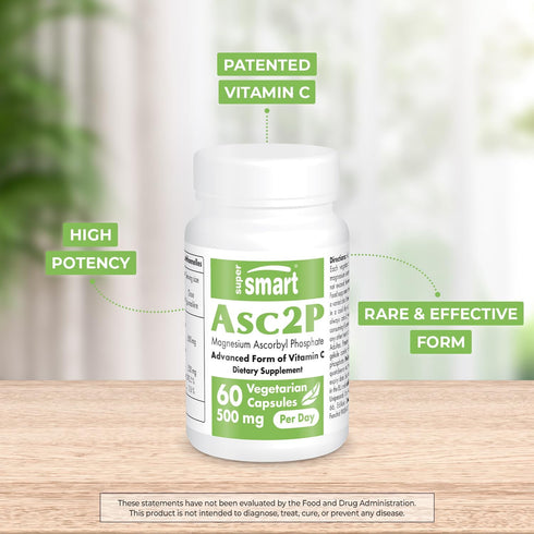 Supersmart - Asc2P High Potency Vitamin C, 500mg per Day, Non-GMO & Gluten Free, 60 Vegetarian Capsules