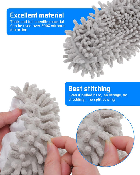 8 Pcs Mop Slippers Socks - Washable Reusable Microfiber Shoe Covers for House Cleaning (Grey).