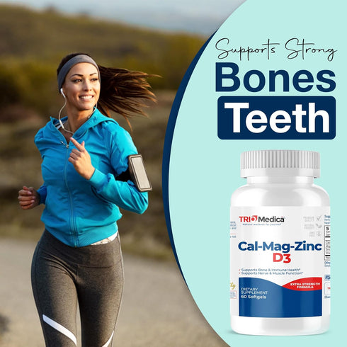 Cal-Mag-Zinc D3 Dietary Supplement, 60 Softgels, Immune, Bones & Teeth Support, Non-GMO, Vegan, Gluten Free