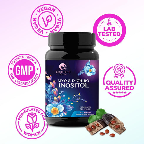 Myo-Inositol & D-Chiro Inositol Blend | Hormone Support for Women | Premium 40:1 Ratio, Ovarian Health Support | Myo