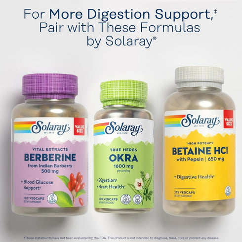 SOLARAY Okra Fruit 1600 mg, 100 VegCaps, Healthy Digestion, Regularity and Heart Health Support Supplement