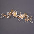 Wedding Gold Rhinestones Hair Comb, Dainty Flower Leaf Crystal Pearls Hair Comb Bridal Headband Hair Accessories for