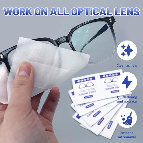 icepac 500 Lens Wipes for Eyeglasses - Pre-Moistened Individual Wrapped Eye Glasses Cleaning Wipes | Glasses Cleaner