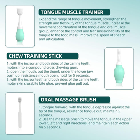 Hobcoyrs 3 Oral Motor Stimulation kit with Soft Textured Interchangeable Heads, Sensory Needs, Support Speech, Gentle