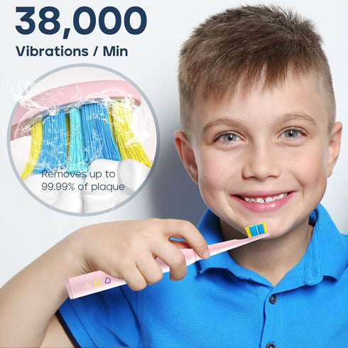 SEAGO Kids Electric Toothbrush, Sonic Soft Bristle Rechargeable, 5 Modes, Includes 4 Replacement Brush Heads, Ages 3-12