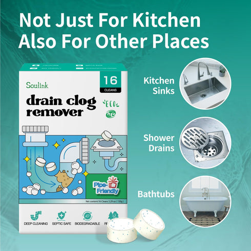 16 Pack Drain Cleaner Clog Remover - Powerful Sink Drain Cleaner for Clogged Drain, Drain Clog Remover