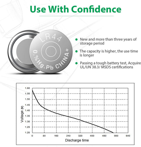 LiCB 20 Pack LR44 AG13 357 303 SR44 1.5V Button Coin Cell Batteries