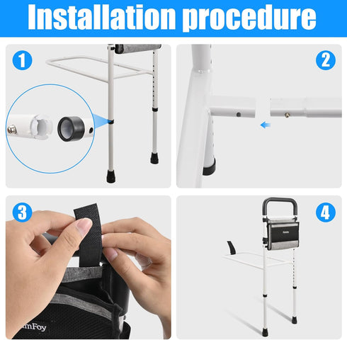 PidmFoy Bed Rails for Elderly Adults Safety, Height Adjustable Bed Cane, Bed Assist Rails for Seniors with Support
