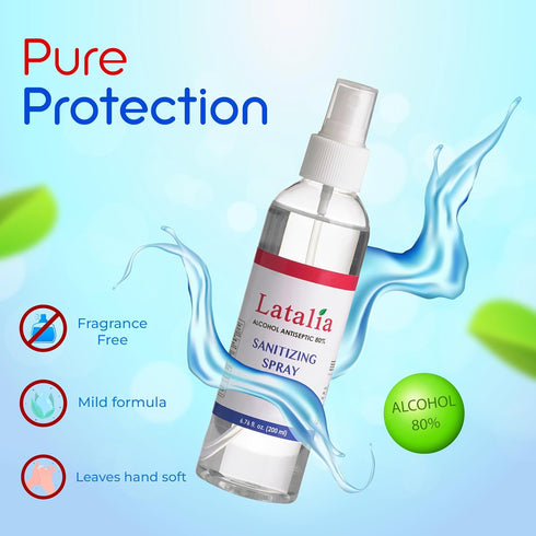 Pack 6 6.67 oz 80% Latalia Unscented Hand Sanitizer Spray Refill of | Fl with Alcohol Bulk Hand Sanitizer Travel Size