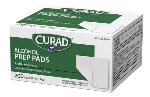 Curad Alcohol Disinfectant Prep Pads, 2-ply, Medium Size, 200 Count