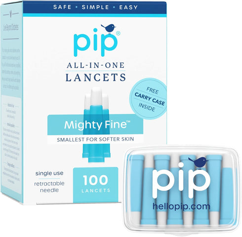 Pip Lancets, 30G x 1.0mm, 100 Count, Safety Lancets for Painless Blood Glucose Testing, Sterile, No Lancing Device