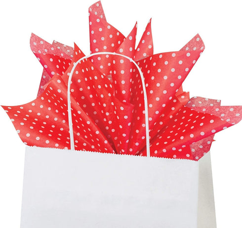 Flexicore Packaging Red Polka Dot Print Gift Wrap Tissue Paper - Size: 15 Inch X 20 Inch, Count: 10 Sheets