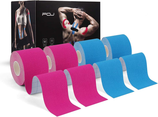 Kinesiology Tape (4 Pack), 16.4ft Water Resistant Athletic Tape for Pain Relief and Injury Recovery