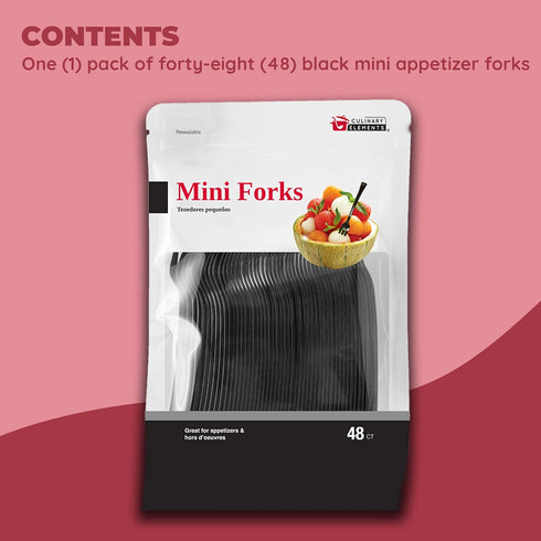 Jacent 48 Count Black Mini Appetizer Forks - 1-Pack