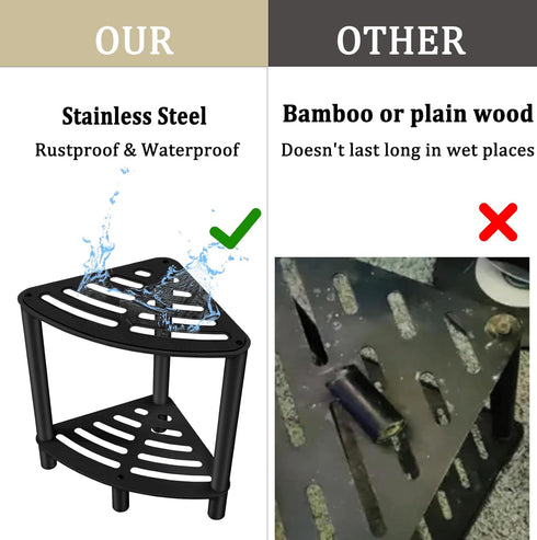VOTZAAQ Stainless Steel Shower Stool, Double Layer Corner Shower Bench for Inside Shower, Shower Foot Rest for Shaving