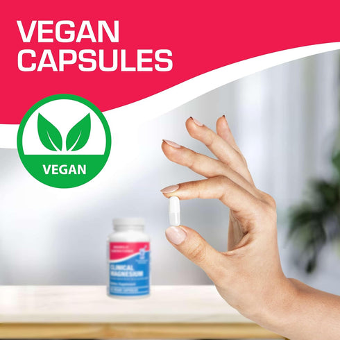 Triple Magnesium Complex 400 mg, 90 Vegan Capsules, Clinical Magnesium Supplement for Optimal Muscle, Nerve, and Bone