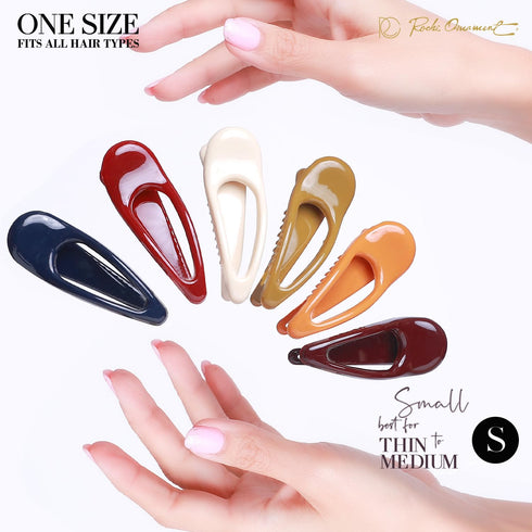 RC ROCHE ORNAMENT 6 Pcs Women's Classic Side Slide Jaw Flat No Slip Opening Eyelet Inner Teeth Alligator Hair Clip