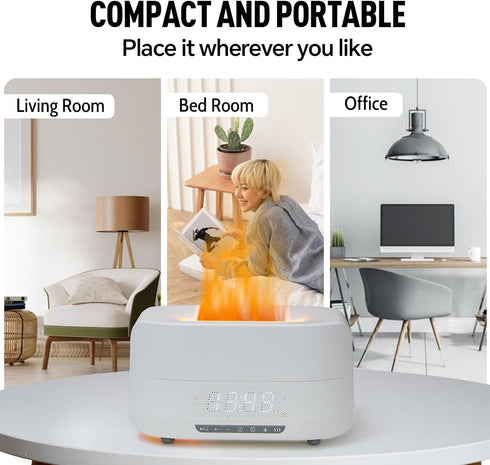 KSTPGRZK 400mL, 5-in-1 Aroma Essential Oil Diffuser & Humidifier Flame Effect Ultrasonic Diffuser with Bluetooth