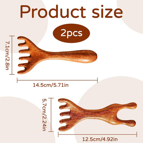 hinbkenla 2pcs 6 Five Touch Therapy Comb,Massage Claws,Saludea Fivetouch Therapy,Sandalwood Multi-Functional Handheld