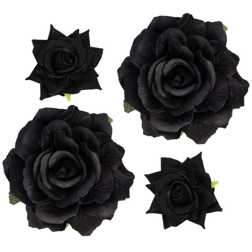 Rose Hair Clip Flower Hairpin Brooch, 4 Pcs Fabric Floral Clips for Wedding Party and Mother's Day