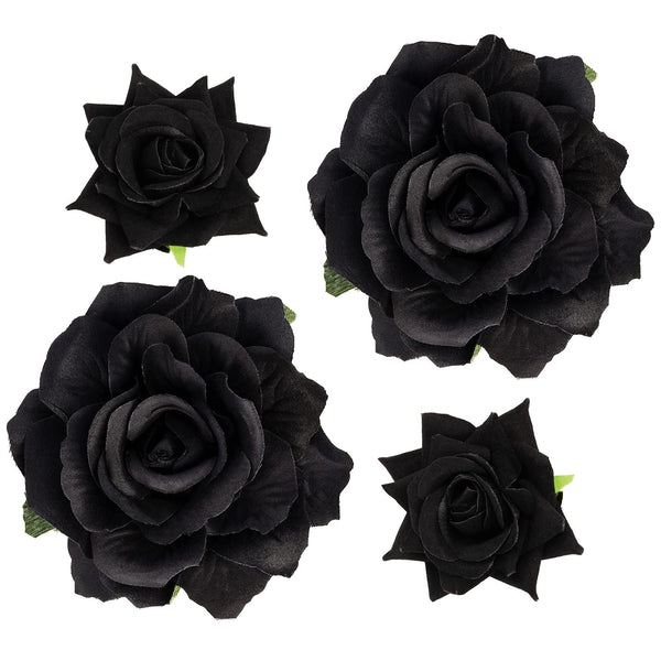 Rose Hair Clip Flower Hairpin Brooch, 4 Pcs Fabric Floral Clips for Wedding Party and Mother's Day