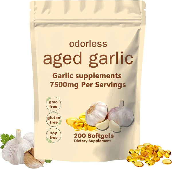 TANSPRESSO Primus Aged Garlic Extract Supplement - 7500mg Odorless Organic Garlic for Heart