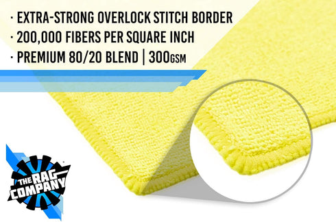 The Rag Company - All-Purpose Microfiber Terry Cleaning Towels - Commercial Grade, Highly Absorbent, Lint-Free, Streak-Free, Kitchens, Bathrooms, Offices, 300gsm, 12in x 12in, Yellow (12-Pack) by The Rag Company
