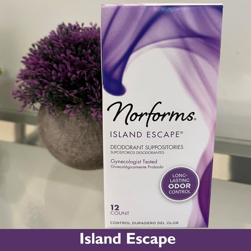 Norforms Feminine Deodorant Suppositories, 12 Count, Island Escape Scent, Pack of 3