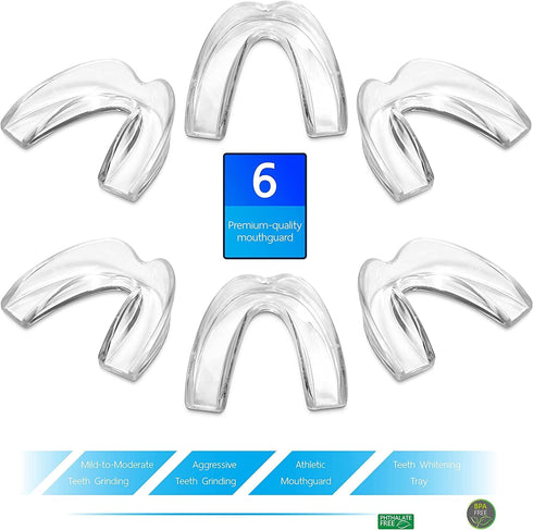 Mouth Guard for Grinding Teeth at Night, Pack of 6 Moldable Dental Night Guards for Clenching and Grinding