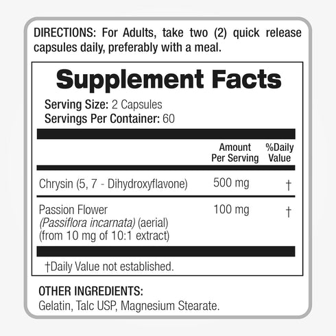FITO MEDIC'S Chrysin - 500mg with Passion Flower, 120 Capsules, Ultra High Absorption