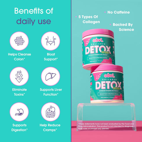 Obvi Detox Colon Cleanse Supplement - Promotes Digestive Health, Bloating Relief, 90 Capsules for Immune Support
