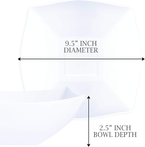 PLASTICPRO Disposable 64 Ounce Square Serving Bowls, Large Plastic Party Snack or Salad Bowl, Pack of 4
