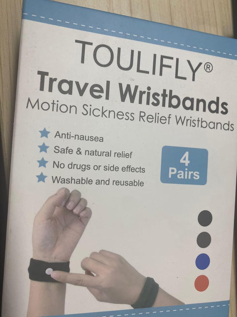 TOULIFLY Travel Wristbands, Black/Grey/Blue/Red