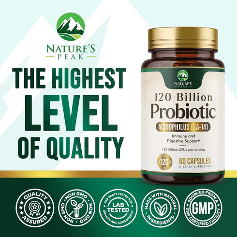 Nature's Probiotic Supplement for Gut Health & Bloating, 120 Billion CFU Probiotics for Women's Vaginal pH & Daily
