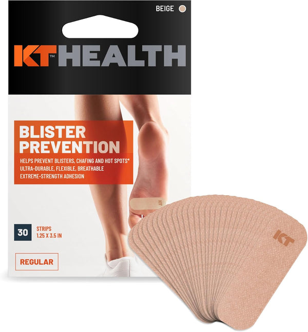 KT Health Blister Prevention Tape, 30 Precut Strips for Blister Protection, Ideal for Athletes