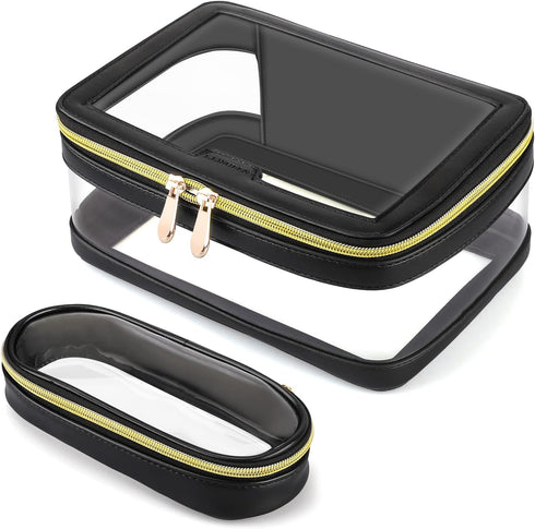 Travel Clear Makeup Bag Set, Portable Cosmetic Bag for Women, Clear Toiletry Bag with Zipper
