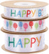 3 Rolls Happy Birthday Satin Ribbon, Wide Ribbon for Party Decoration, Balloons Wrapping
