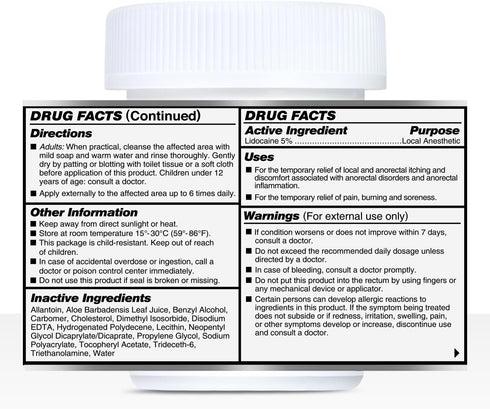 Quick Numb 5% Lidocaine Topical Numbing Cream, 1.25 Oz Maximum Strength Pain Relief Cream with Aloe Vera & Vitamin E