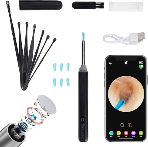 Ear Wax Removal Tool with Camera and Light, Ear Cleaning Kit for iPhone, iPad, Android Phones