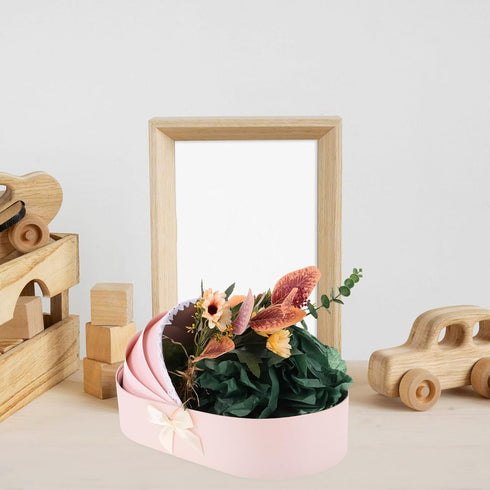 Ipetboom Packaging Cradle Floral Arrangement Box Light Color Fresh Flower Wrapping Box for Shower and First Birthday
