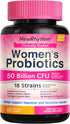 NewRhythm Women's Probiotics with Organic Cranberry for Feminine Health, 50 Billion CFU, 60 Vegan Capsules