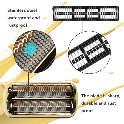 Replacement Foil and Cutter for BaBylissPRO Barberology Electric Shaver, Double Foil Shaver Replacement Head (Golden)