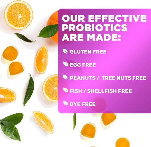 Nature’s Acidophilus Probiotics for Women & Men Gummies, 5 Billion CFU, 6 Strains, Orange Flavor - 60 Gummies